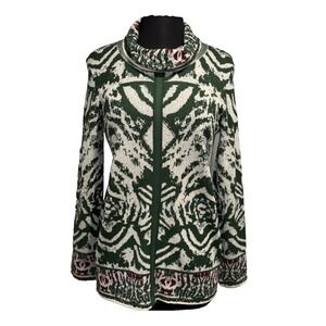 NEW Yest Light Knit Cowl Neck Long Sweater Size 6 Green Burgandy‎ Holiday Winter